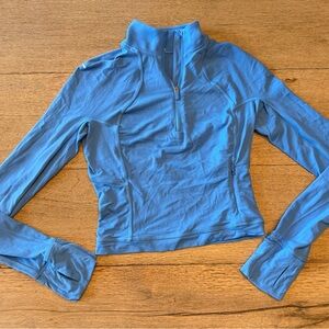 lululemon Rulu Run Cropped Half Zip in Aero Blue.